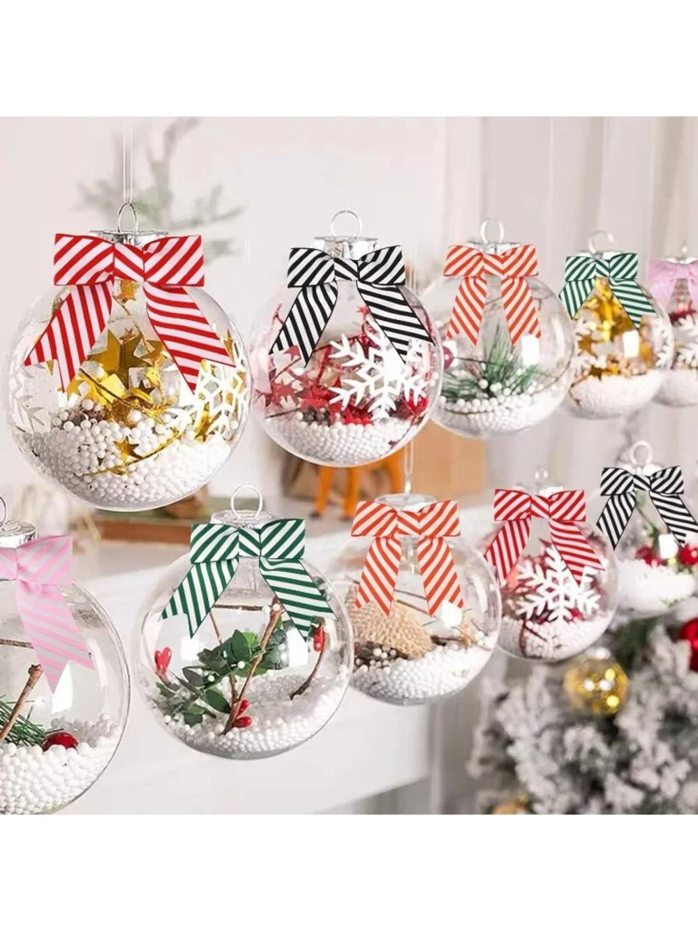 30pc Pink Striped Grosgrain Mini Twist Tie Bows 3